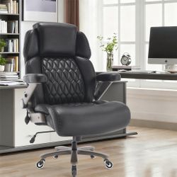 600LBS Large Heavy Duty Office Chair with 5D Flip Arms, Comfy Big and Tall Executive Office Desk Chair with Pocket Spring Cushion,High Back Computer C