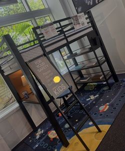 Loft Full Size Bed With Built In Desk & Shelves
