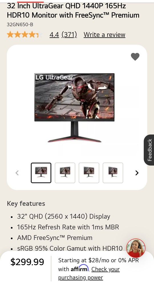 32" QHD 2560 X 1440 Computer Monitor
