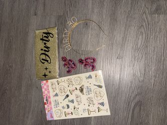 Turning 30 birthday set - sash- temporary tattoos-crown-ear rings(unused)