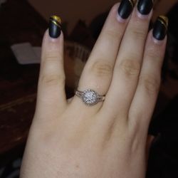 Silver Size 8 Engagement Ring 