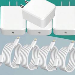 4Pcs Type-C Fast Charger Block + Type-C To Lightning Cable Set, Compatible With IPhone 14/13/12 Series, IPad Pro/Mini & More Apple Devices, High-Speed