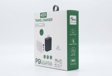 45W Fast Travel Charger Dual USB & Type-C PD Wall Adapter Block for Smartphone