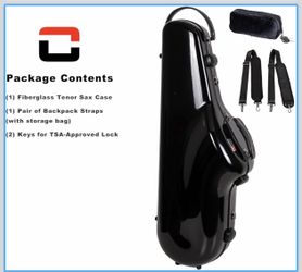 Crossrock Fiberglass Alto Saxophone Case | Glossy Black Finish | Reinforced Shell, Upgraded Interior, TSA Lock, Backpack Straps – Pro Travel Protectio
