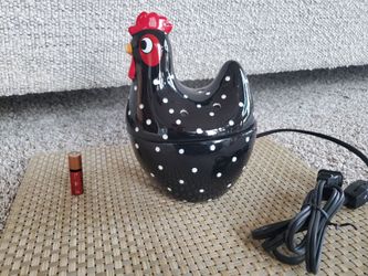 Scentsy Chicken HOKEY POKEY Black White Polka Dot Rooster Wax Warmer Retired