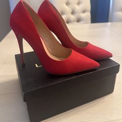 Red Women's Stiletto High Heel Pumps Closed Pointy Toe Classic Party Dress Pump Shoes