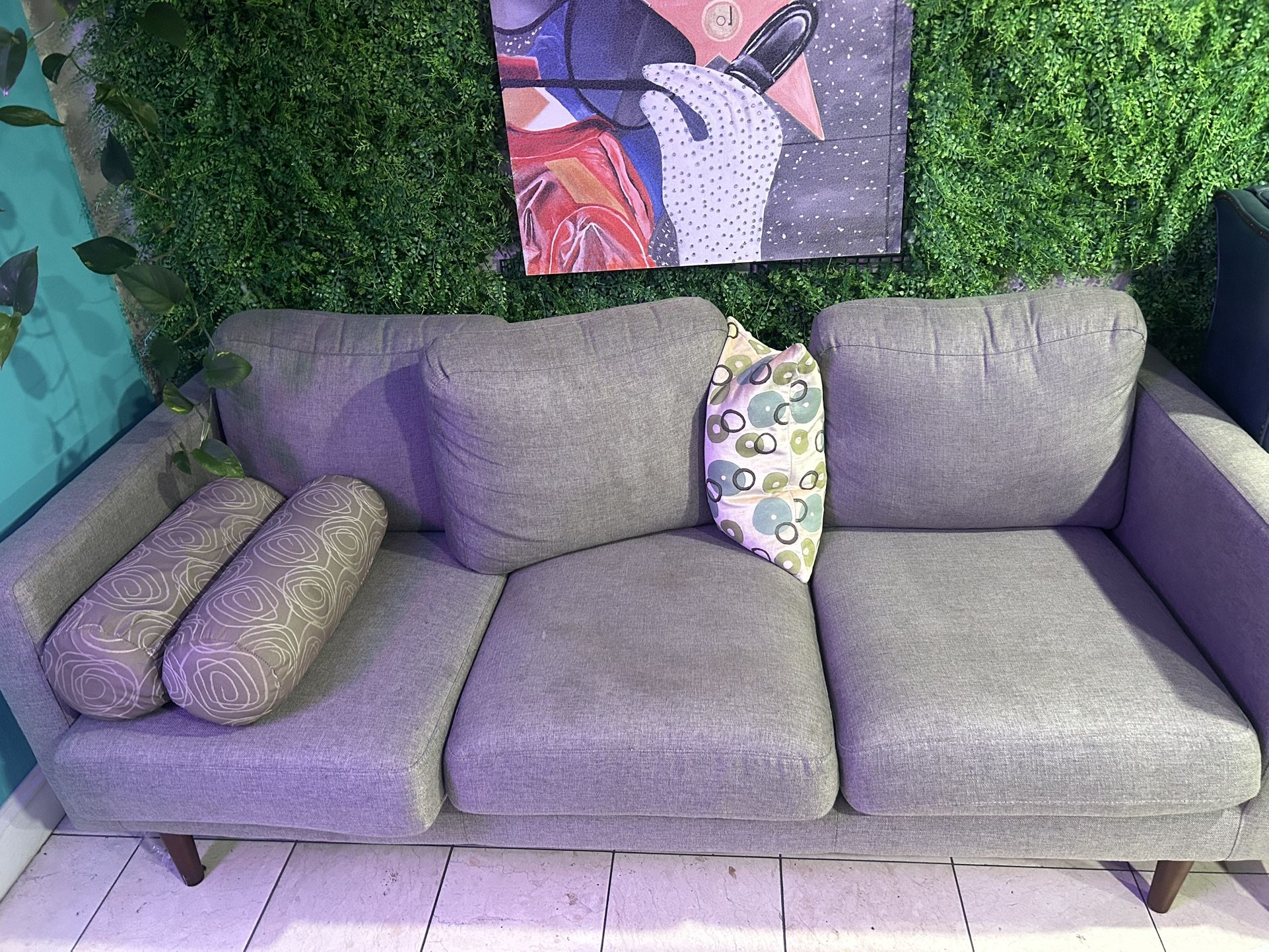 Grey Couch With Pillows If Wanted