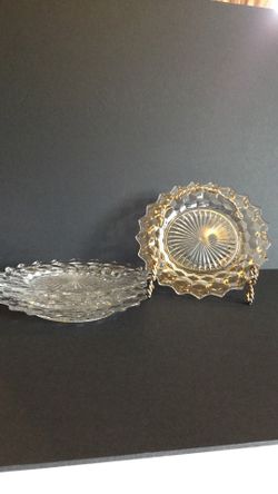 Set Of 4 Fostoria Salad Plate/luncheon Plate 8.25” Clear Lead Crystal Excellent Condition Vintage Glass Plates