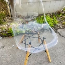 Clear Chair Modern Light Wood Legs MCM Mid-Century Modern Eiffel Tower Legs
