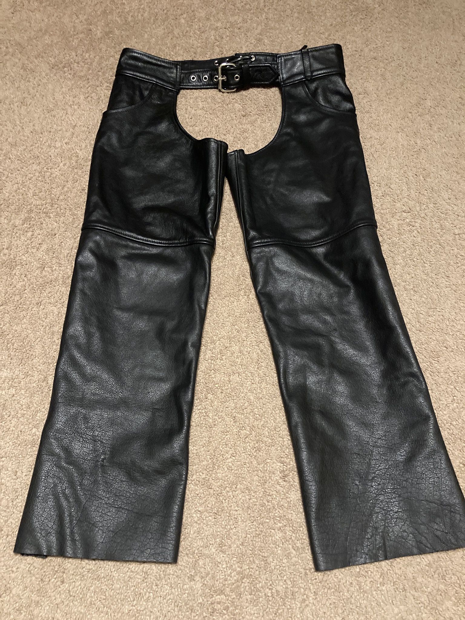 Men’s Genuine Leather Biker/Motorcycle Chaps