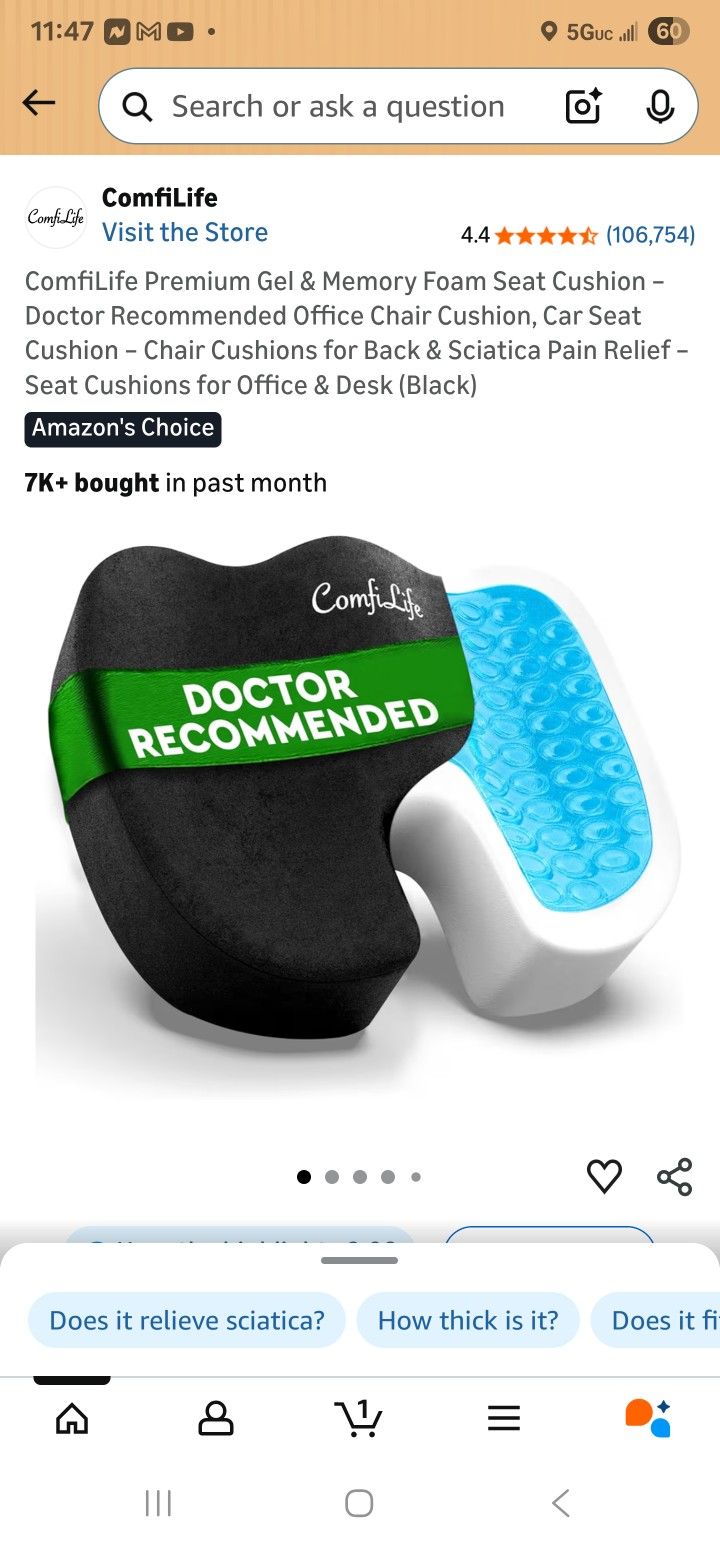 ComfiLife Premium Gel & Memory Foam Seat Cushion 