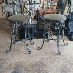 Bar Stools, Solid Wrought Iron Metal