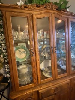 Traditional Two-piece Wood China Cabinet