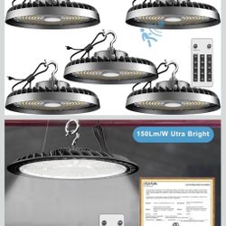 150W Smart LED High Bay Shop Light 5000K 22500LM (Eqv. to 600W HPS/MH) ETL Listed LED High Bay Light, 5000K AC100-277V Commercial UFO Lights with US P