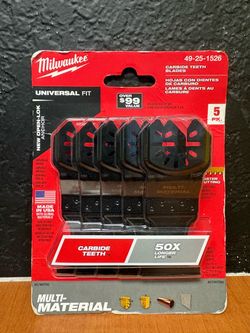 Milwaukee 49-25-1526 Extreme Materials Carbide Teeth Oscillating Blades - 5 Pack