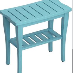 Bamboo Shower Bench Stool with Storage Shelf, Waterproof Shower Chair 