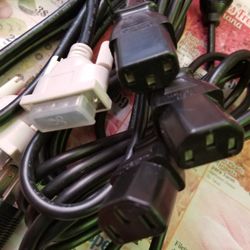 VGA Dvi Cables Hdmi And Computer Power Cord