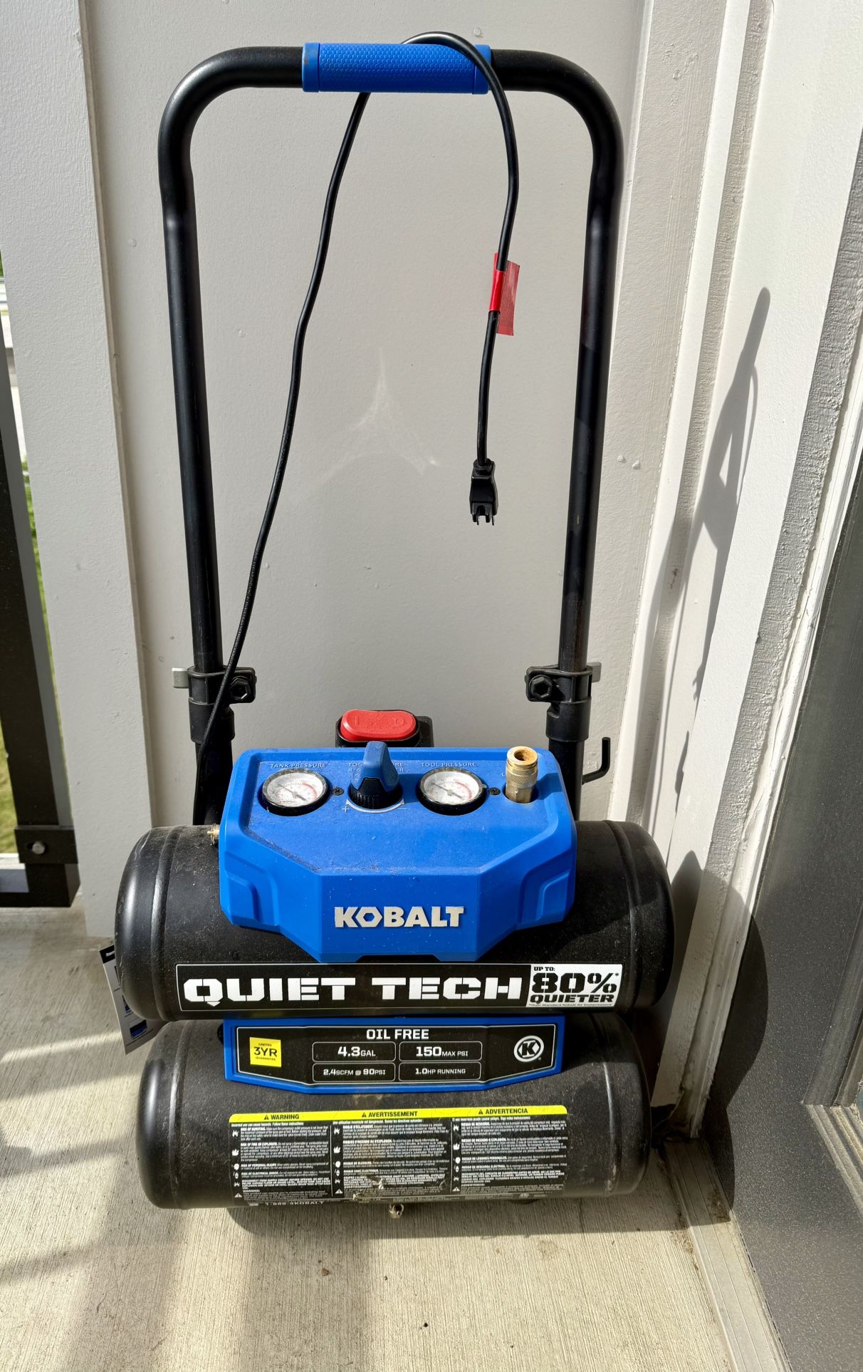 KOBALT QUIET TECH AIR COMPRESSOR (like new)