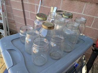 Lot of 12 mason canning jars quart and pint