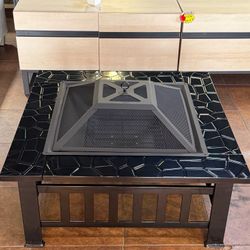 1  Product Name: 32-inch square fire table with accessories. 2  Usage: Suitable for outdoor patios or terraces for heating, grilling or creating atmos