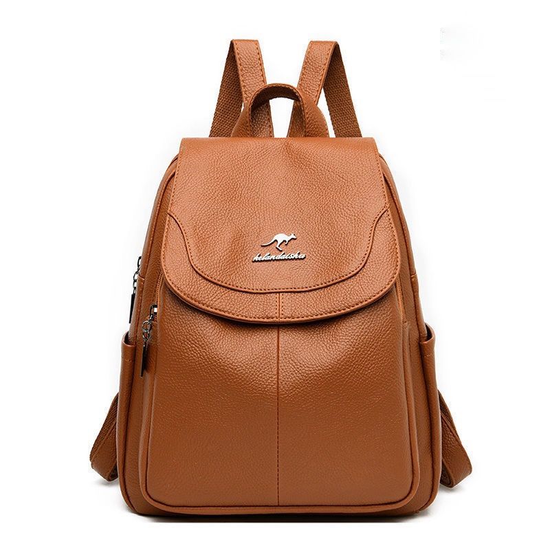 2022 New Fashion Soft Leather Backpack Versatile Travel Bag Large Capacity