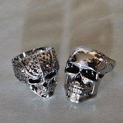 Vintage Skull Rings Stainless Steel Size 12 Both For $20 Stewart&Nellis Pick Up