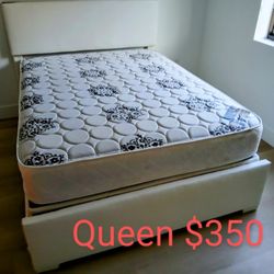 $350 Queen Bed Frame With Mattress And Boxspring Brand New Free Delivery Same Day 