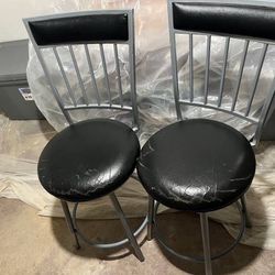 Two stools  Metal W/ Black Cushions