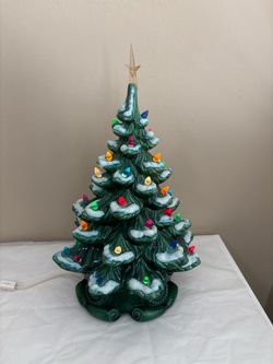 Vintage original Melton 18” Ceramic Christmas Tree 2 Piece Lamp Vintage Decor