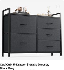CubiCubi 5-Drawer Storage Dresser Black Grey