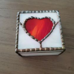 Heart Stain Glass Trinket Box
