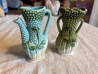 PAIR OF HOBNAIL DECORATIVE VASES VINTAGE JAPAN BEAN SPROUT by F. W. Woolworth Company 