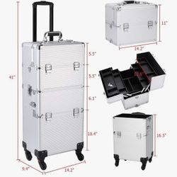 Rolling Makeup Train Case – Multi-Layer, Expandable, Great Condition