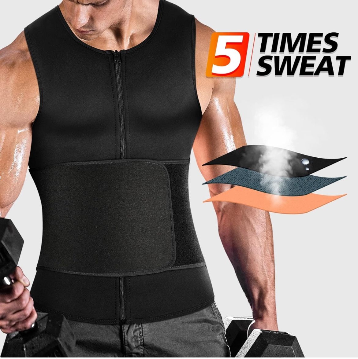 Mens Sweat Sauna Vest for Waist Trainer Size XXL