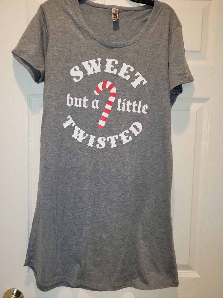 Sweet But A Little Twisted Gray Large Nightgown