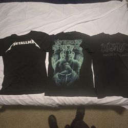 Lot of 3 Band T-Shirts (Metallica, Avenged Sevenfold, AC/DC) – Men’s Large