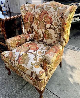 #108910 Autumnal Floral Wingback Chair 33“ L x 29“ D x 43“ H