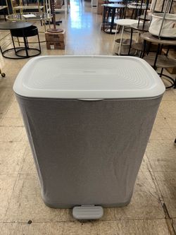 SONGMICS 160L Laundry Basket Hamper 2 Sections w/ Lid & Pedal - Grey