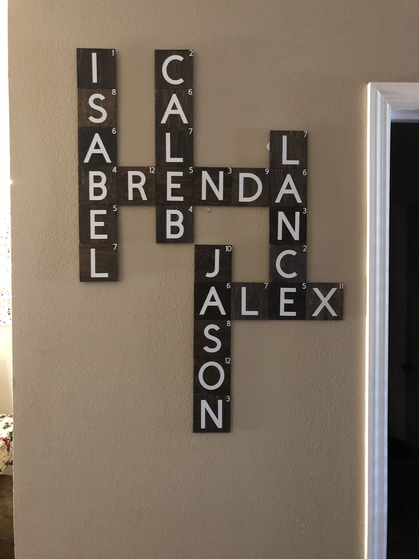 Custom family Scrabble pieces 4 x 4