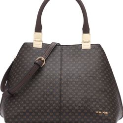New✨ Calvin Klein Convertible Satchel – Granite Signature ✨