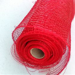 2 Rolls of Red Metallic Deco Mesh Ribbon for Craft Home Decor Projects or Decorations for Special Events or Holidays (21” wide, 7’+20’ long = 27 ft.)