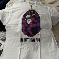 White and purple bape t shirt size M