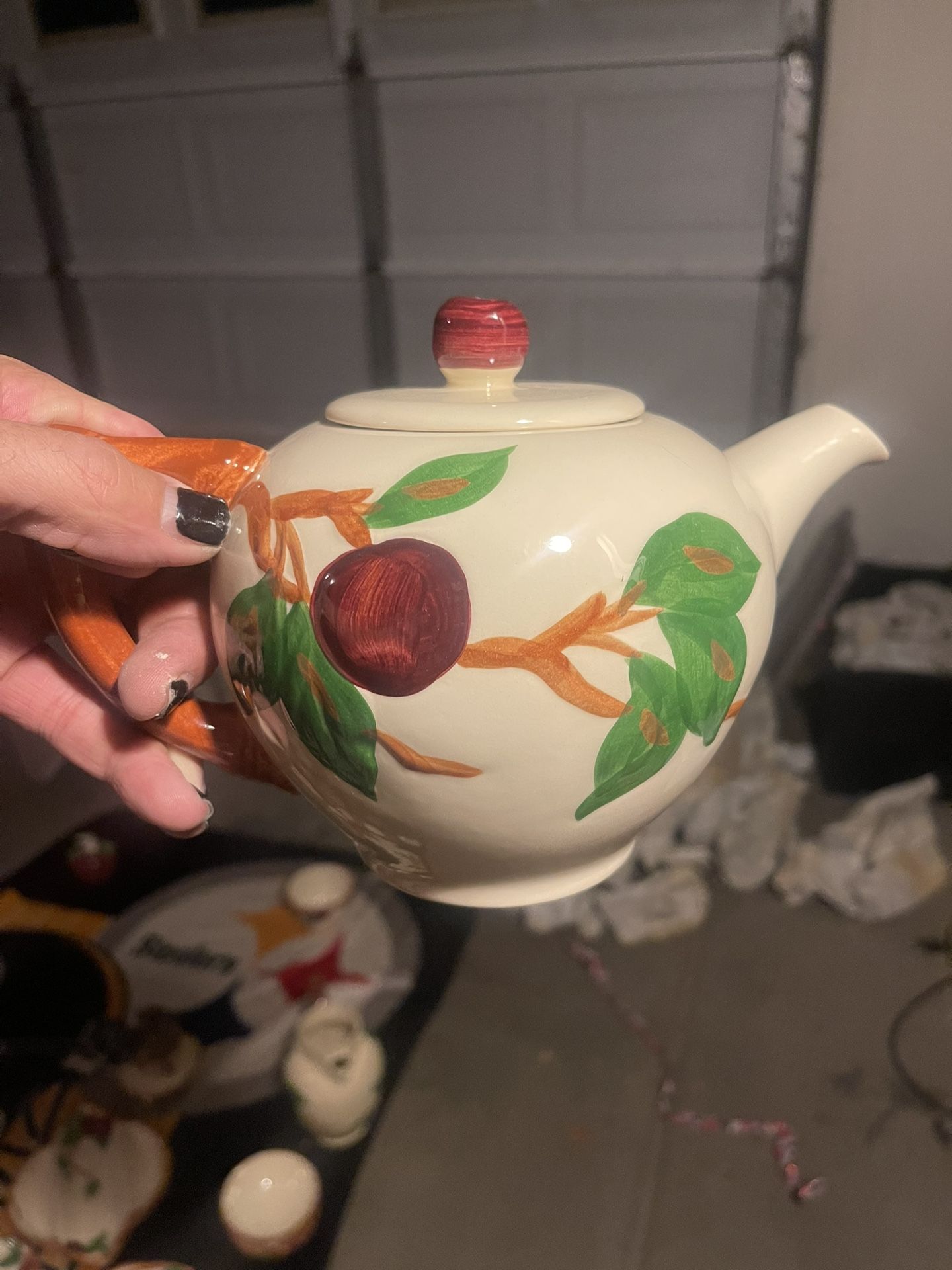 Franciscan Apple Teapot with Lid Vintage Porcelain USA Back Stamp