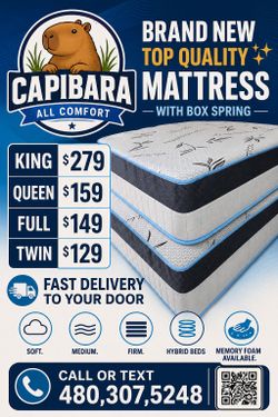 Beds twin.  Full. Queen. King. Mattress and box spring same day deliver