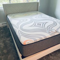 Set Queen Size Bed Frame+Mattress 12”thick Comfort & Quality Brand New We Deliver All  Cities
