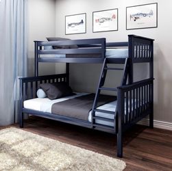 Dark blue full/twin bunk bed
