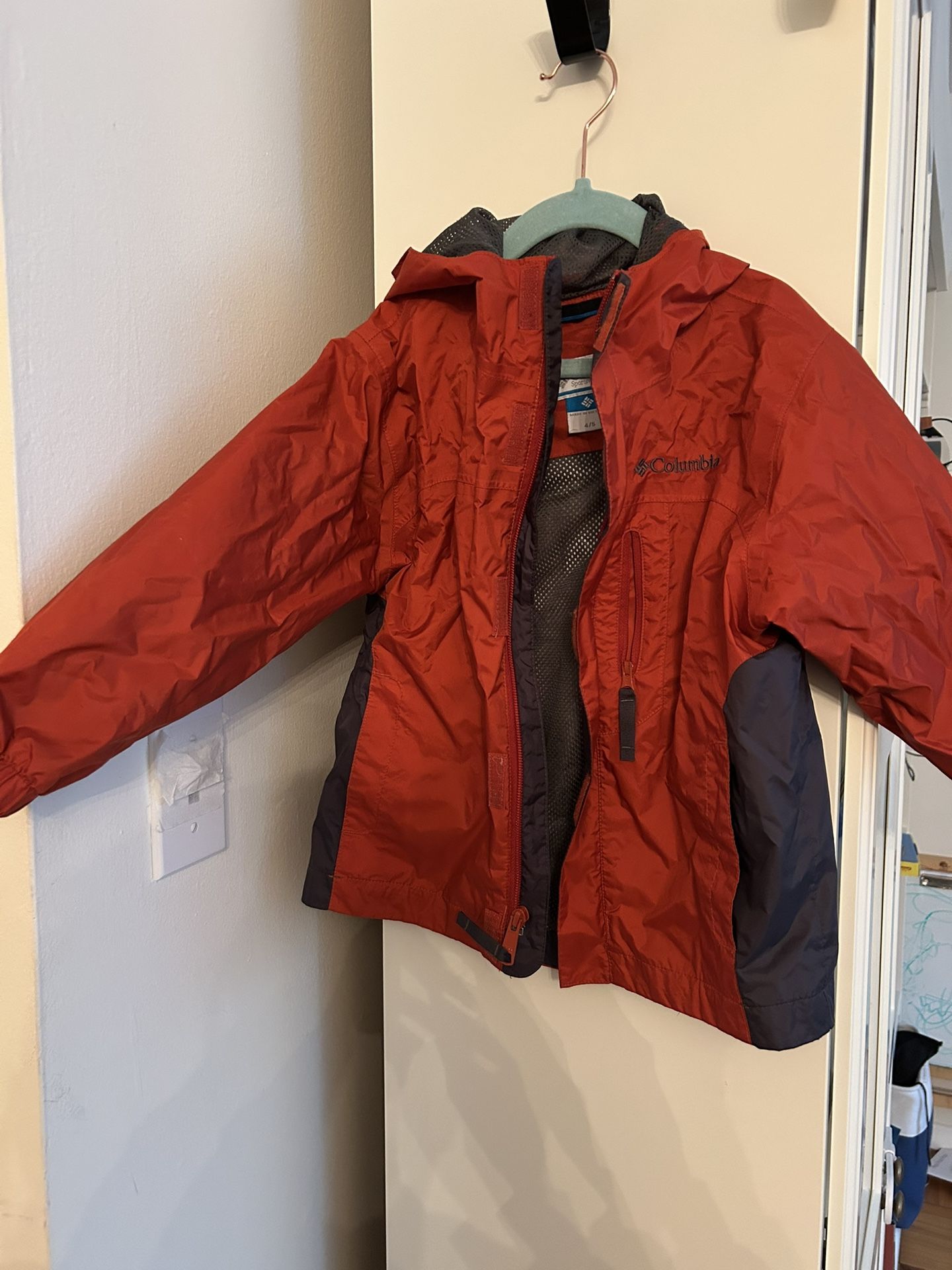 Orange and Gray Kids Light Rain/Hiking Jacket from Columbia