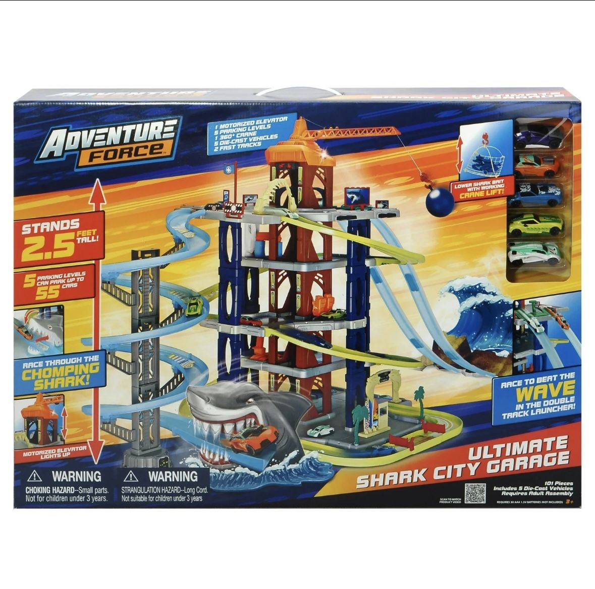 Adventure Force Ultimate Shark City Garage Diecast Track Playset 2.5 ft Tall (Brand New)