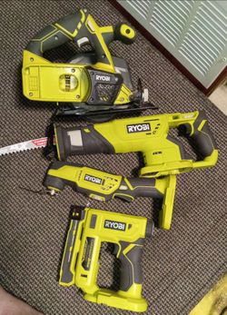 (4) Ryobi ONE+ 18v Cordless Saws & Stapler LOT