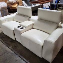 Loveseat Recliner With Cup Holder Real Leather